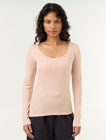 T-shirt a maniche lunghe in maglia traforata