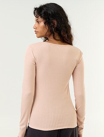 T-shirt a maniche lunghe in maglia traforata