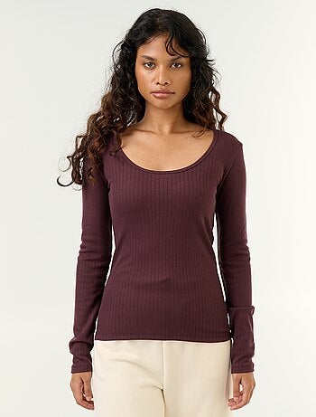 T-shirt a maniche lunghe in maglia traforata