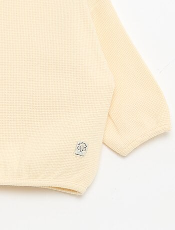 T-shirt a maniche lunghe in maglia waffle