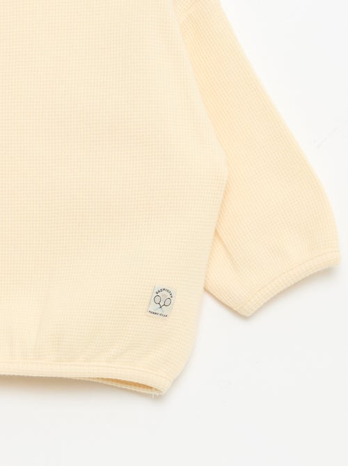 T-shirt a maniche lunghe in maglia waffle - Kiabi