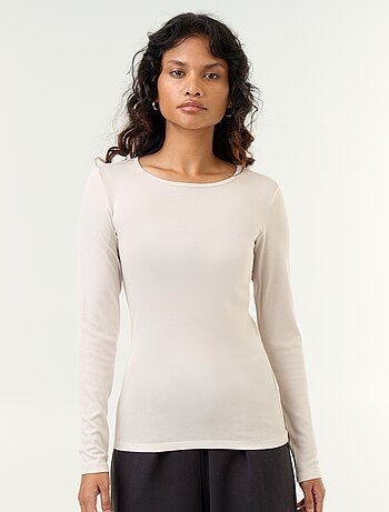 T-shirt a maniche lunghe in misto lana