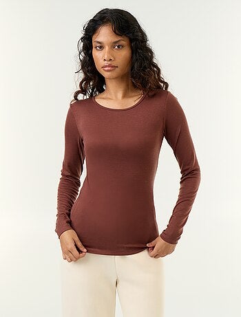 T-shirt a maniche lunghe in misto lana