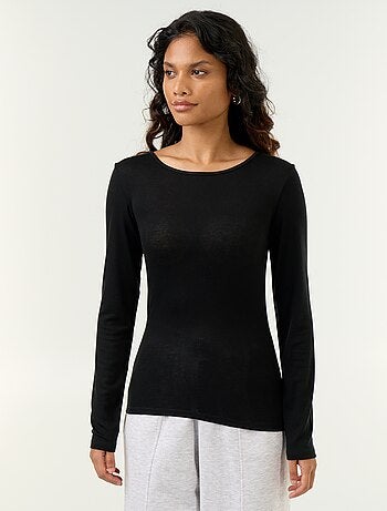 T-shirt a maniche lunghe in misto lana