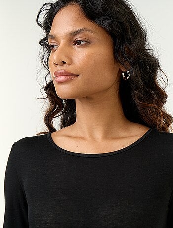 T-shirt a maniche lunghe in misto lana