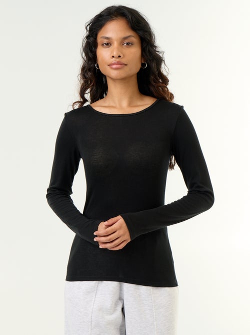 T-shirt a maniche lunghe in misto lana - Kiabi