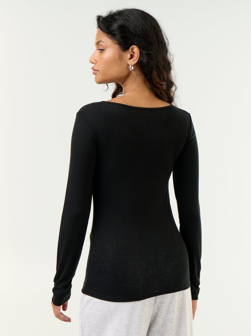 T-shirt a maniche lunghe in misto lana Nero - Kiabi