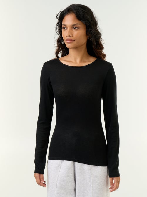 T-shirt a maniche lunghe in misto lana - Kiabi