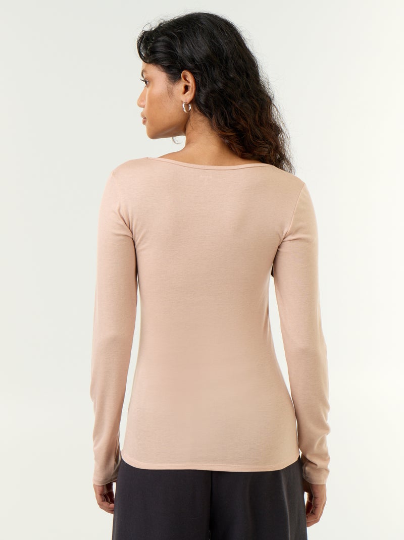 T-shirt a maniche lunghe in misto lana Rosa - Kiabi