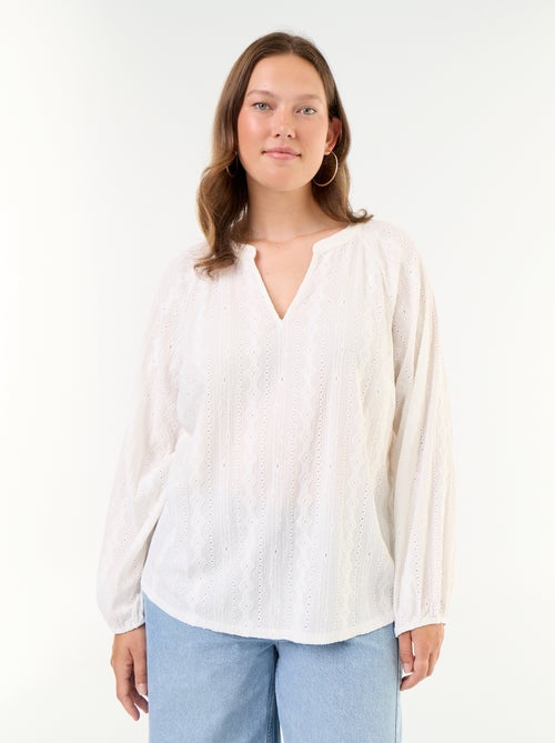 T-shirt a maniche lunghe in pizzo traforato - Kiabi T-shirt a maniche lunghe in pizzo traforato - Kiabi