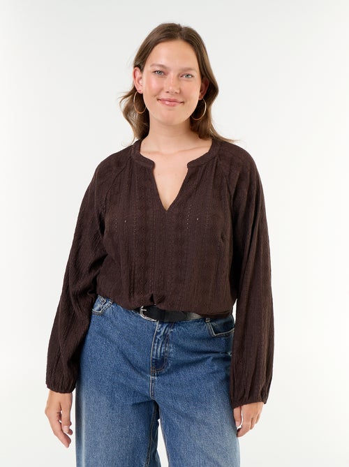 T-shirt a maniche lunghe in pizzo traforato - Kiabi