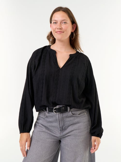 T-shirt a maniche lunghe in pizzo traforato - Kiabi