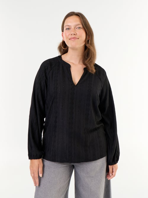 T-shirt a maniche lunghe in pizzo traforato - Kiabi