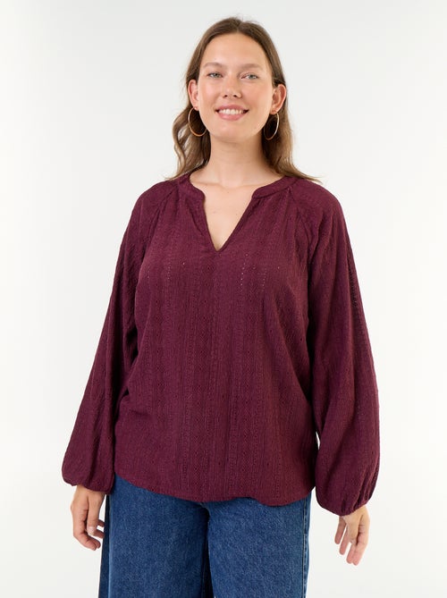 T-shirt a maniche lunghe in pizzo traforato - Kiabi