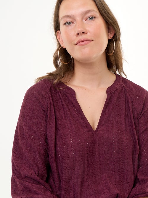 T-shirt a maniche lunghe in pizzo traforato - Kiabi