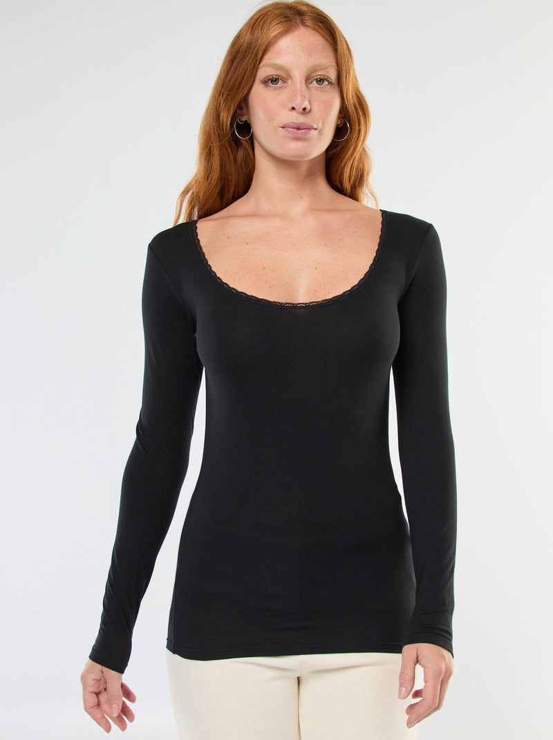 T-shirt a maniche lunghe intimo Nero - Kiabi