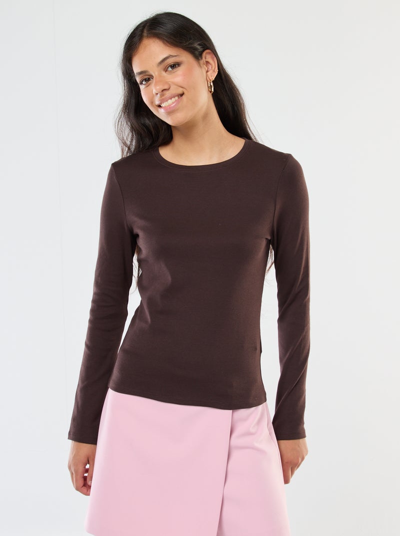 T-shirt a maniche lunghe Marrone - Kiabi