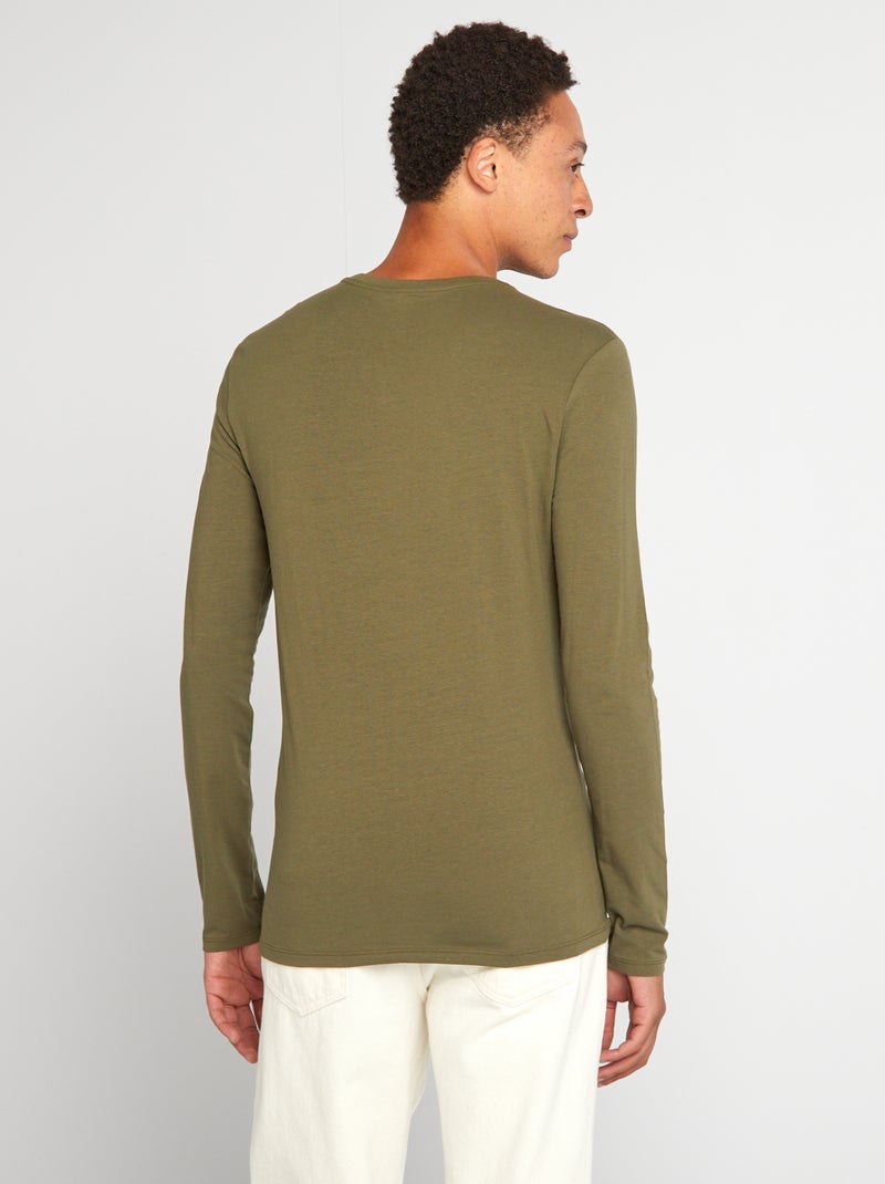 T-shirt à maniche lunghe muscle fit KAKI - Kiabi