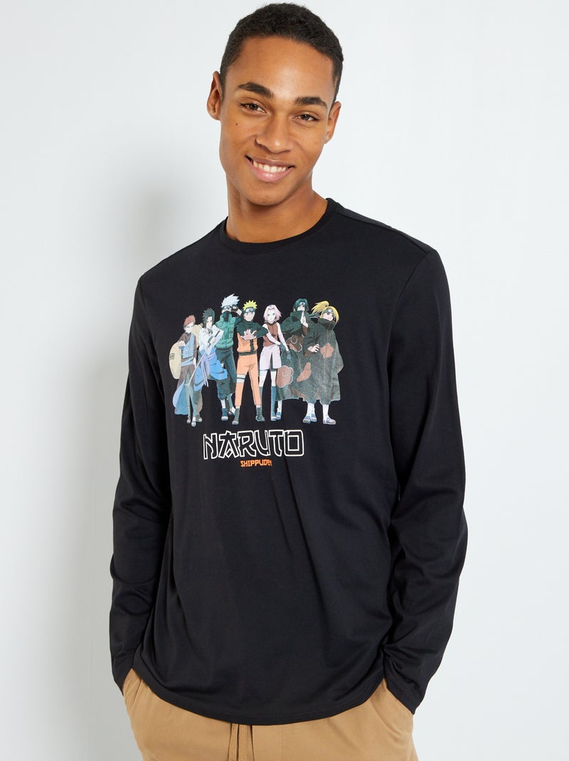 T-shirt A Maniche Lunghe Blu Scuro Modello Di Modello Anteriore E - Foto 6