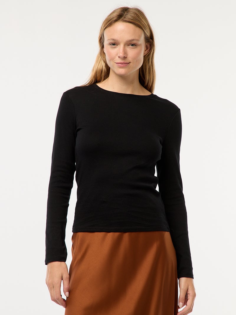 T-shirt a maniche lunghe nero - Kiabi