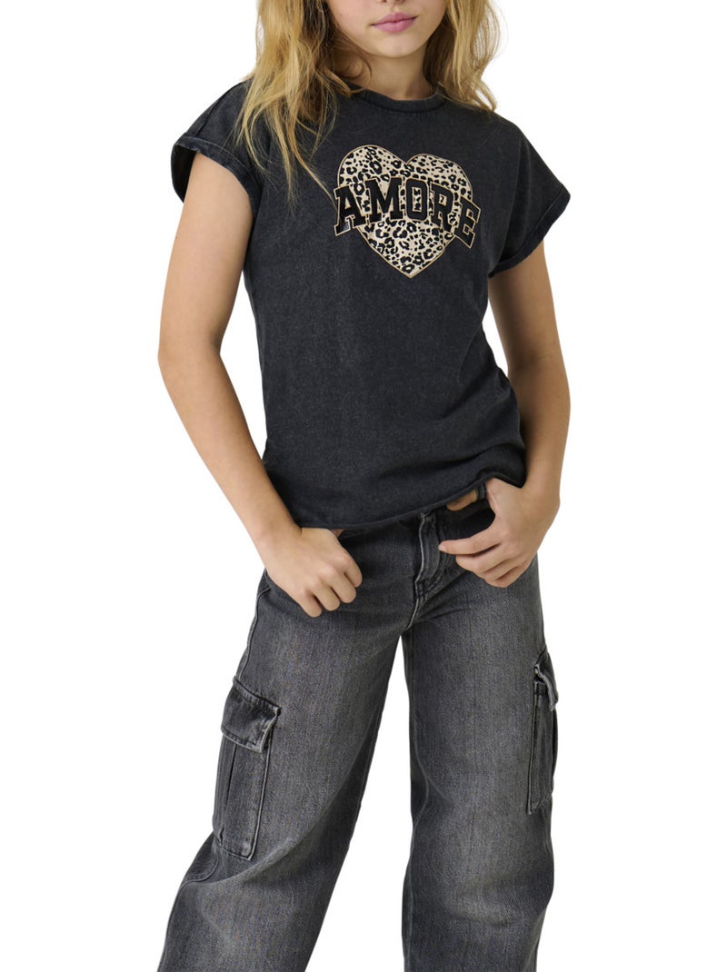 T-shirt a Maniche Lunghe per Bambina Kids ONLY Nero - Kiabi