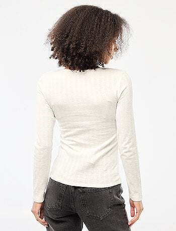 T-shirt a maniche lunghe punto smock