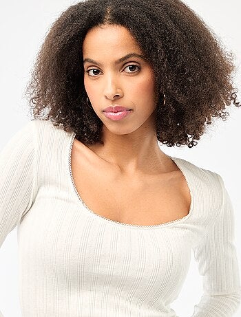 T-shirt a maniche lunghe punto smock