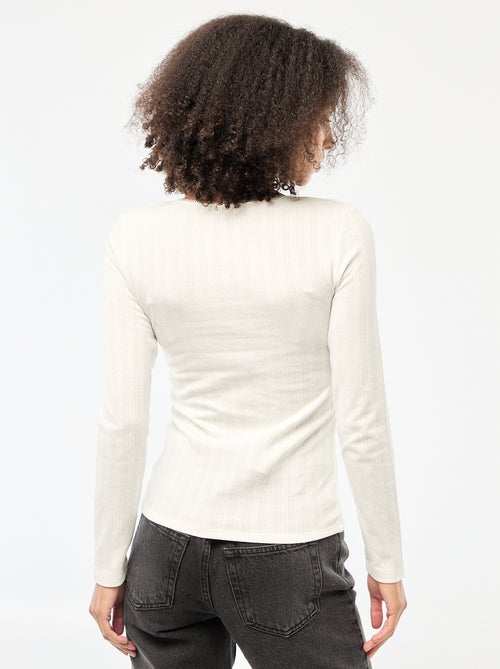 T-shirt a maniche lunghe punto smock - Kiabi