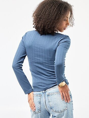 T-shirt a maniche lunghe punto smock