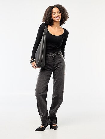 T-shirt a maniche lunghe punto smock