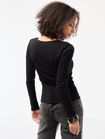 T-shirt a maniche lunghe punto smock