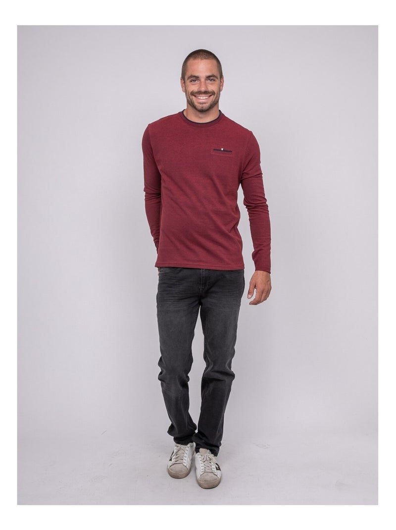T-shirt a maniche lunghe puro cotone JUSTONI Bordeaux - Kiabi