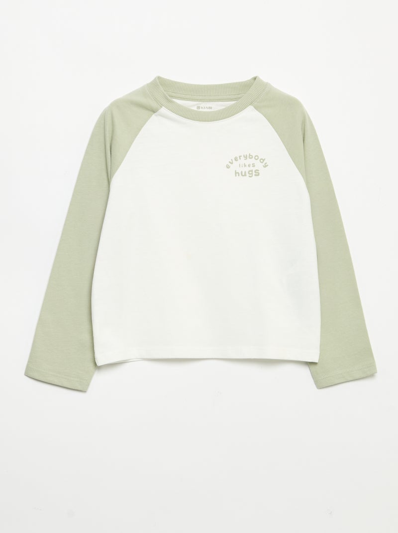 T-shirt a maniche lunghe raglan Bianco - Kiabi