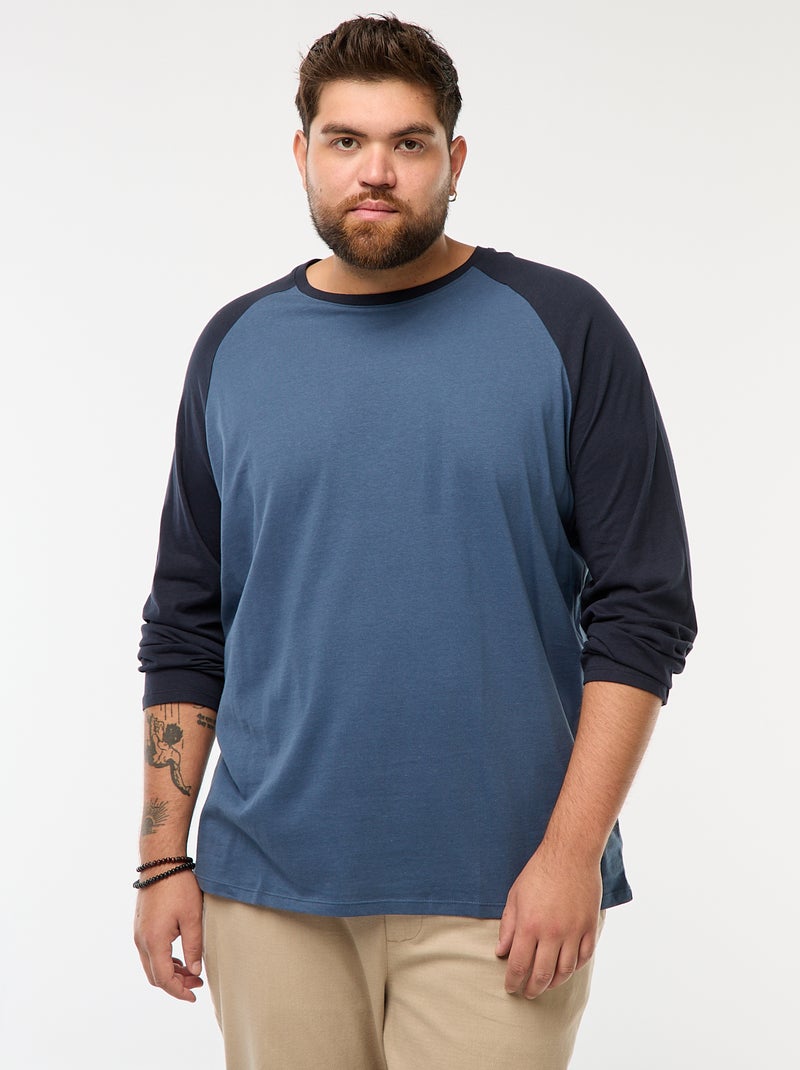 T-shirt a maniche lunghe raglan e collo rotondo Blu - Kiabi