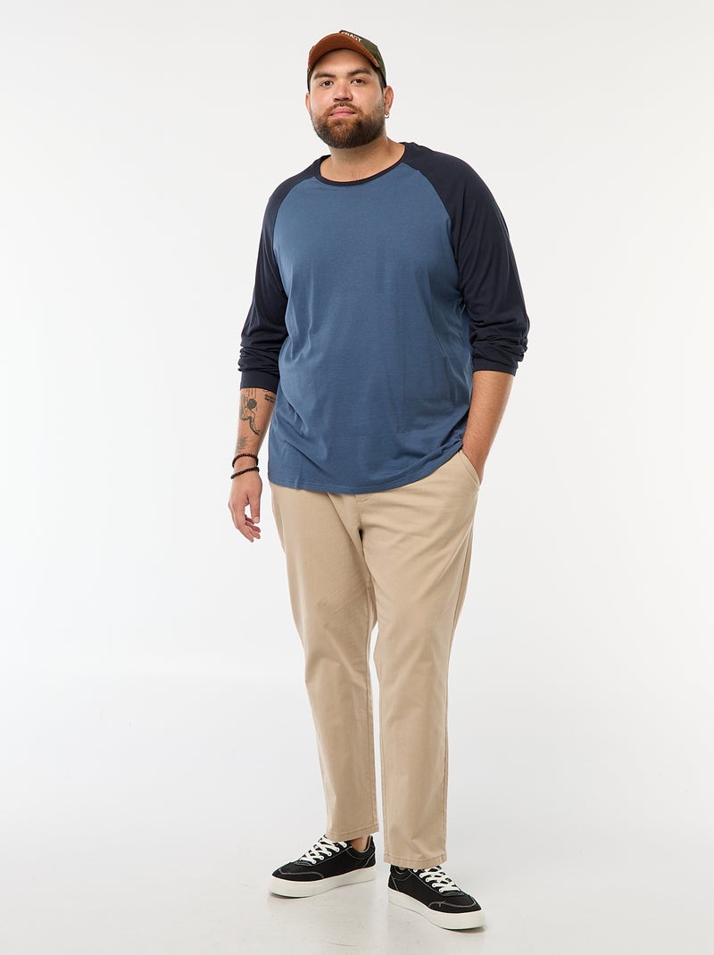 T-shirt a maniche lunghe raglan e collo rotondo Blu - Kiabi