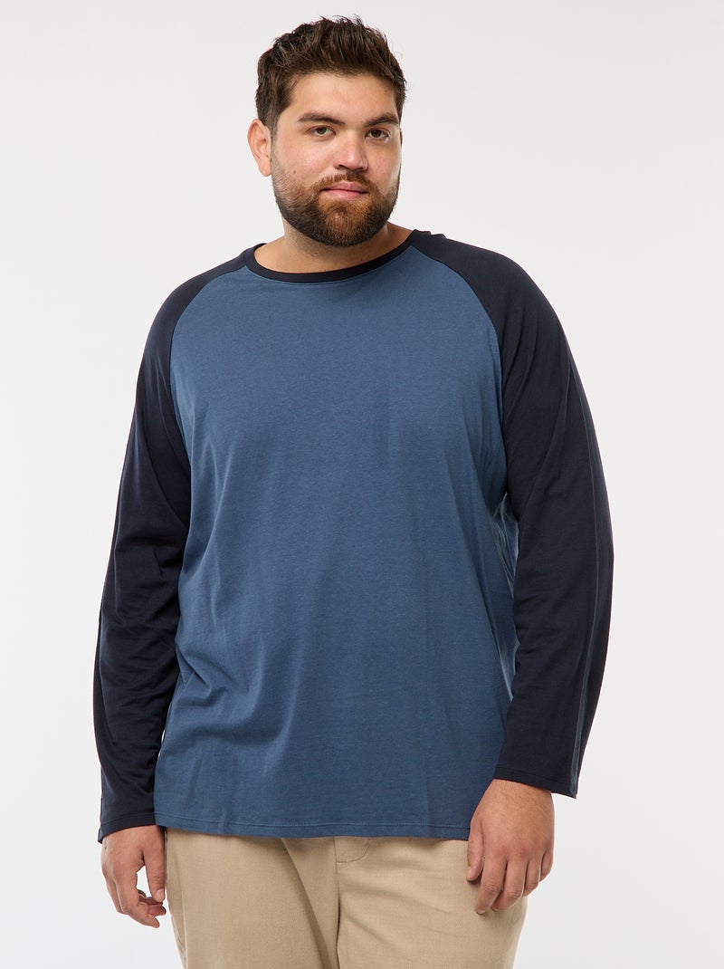 T-shirt a maniche lunghe raglan e collo rotondo Blu - Kiabi