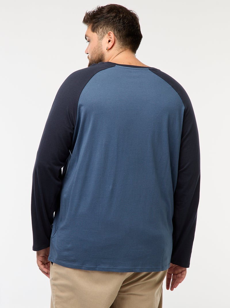 T-shirt a maniche lunghe raglan e collo rotondo Blu - Kiabi