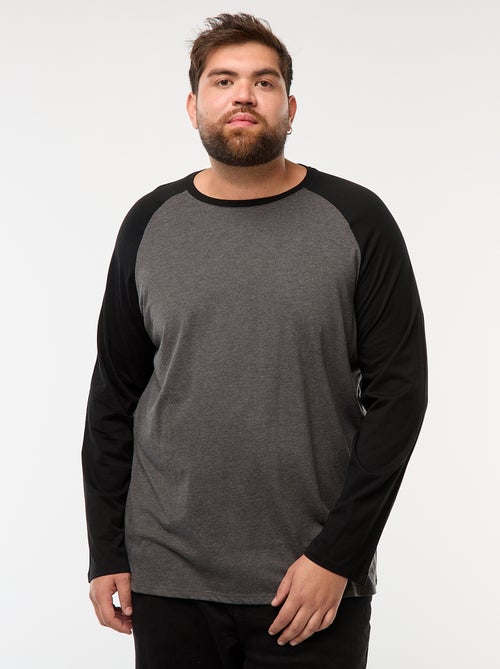 T-shirt a maniche lunghe raglan e collo rotondo - Kiabi