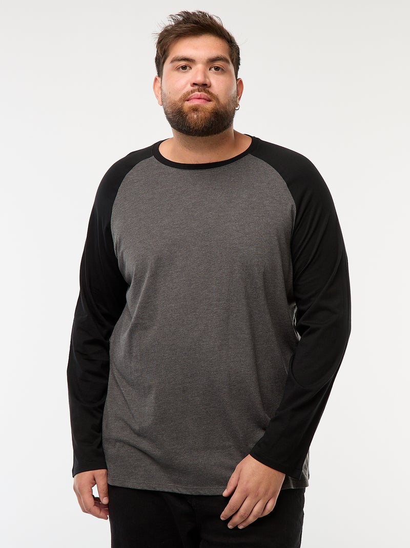 T-shirt a maniche lunghe raglan e collo rotondo Grigio - Kiabi