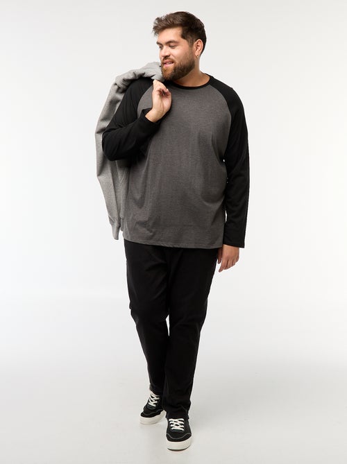 T-shirt a maniche lunghe raglan e collo rotondo - Kiabi