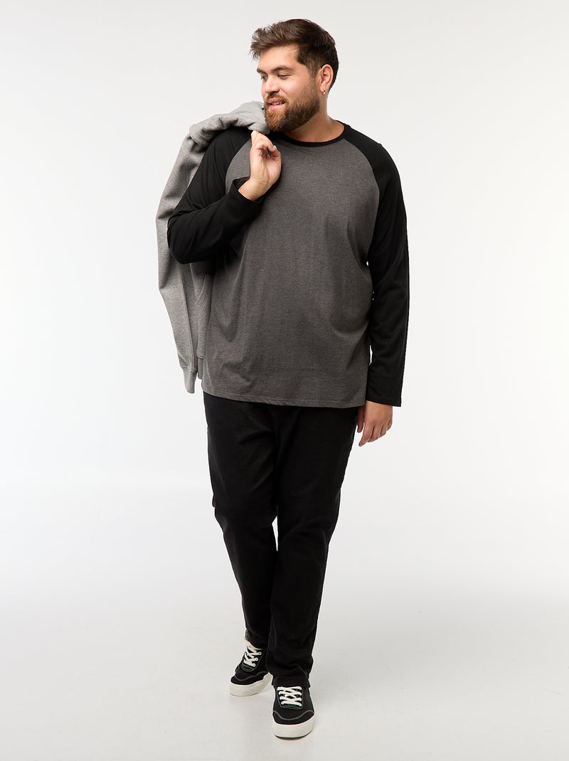 T-shirt a maniche lunghe raglan e collo rotondo Grigio - Kiabi