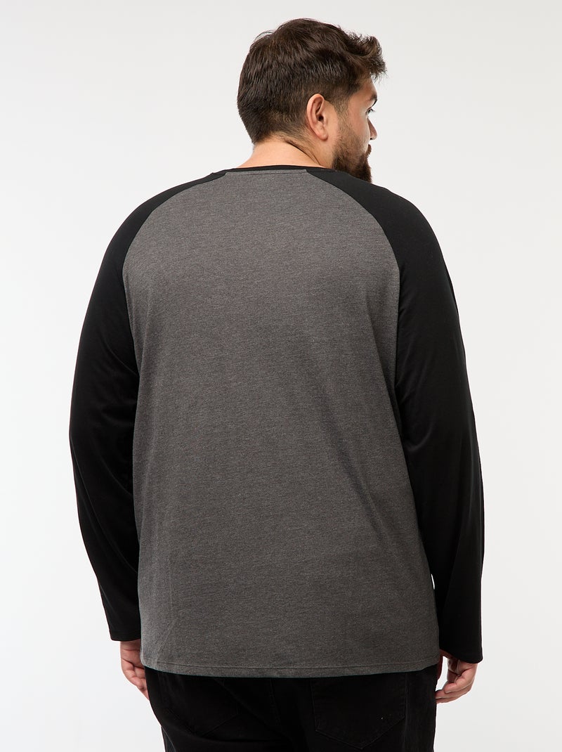 T-shirt a maniche lunghe raglan e collo rotondo Grigio - Kiabi