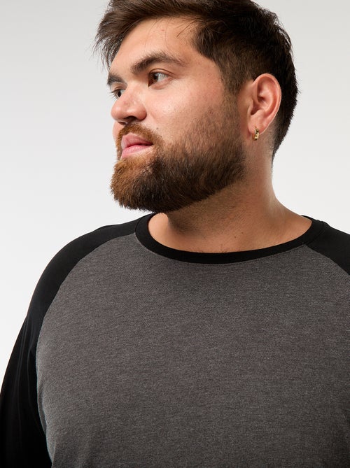 T-shirt a maniche lunghe raglan e collo rotondo - Kiabi