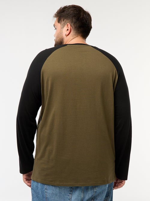 T-shirt a maniche lunghe raglan e collo rotondo - Kiabi