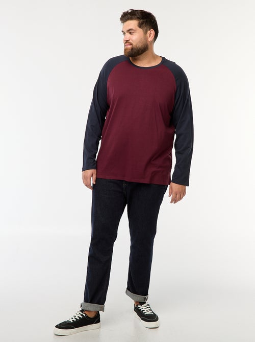 T-shirt a maniche lunghe raglan e collo rotondo - Kiabi