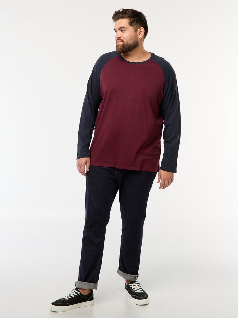 T-shirt a maniche lunghe raglan e collo rotondo Rosso - Kiabi