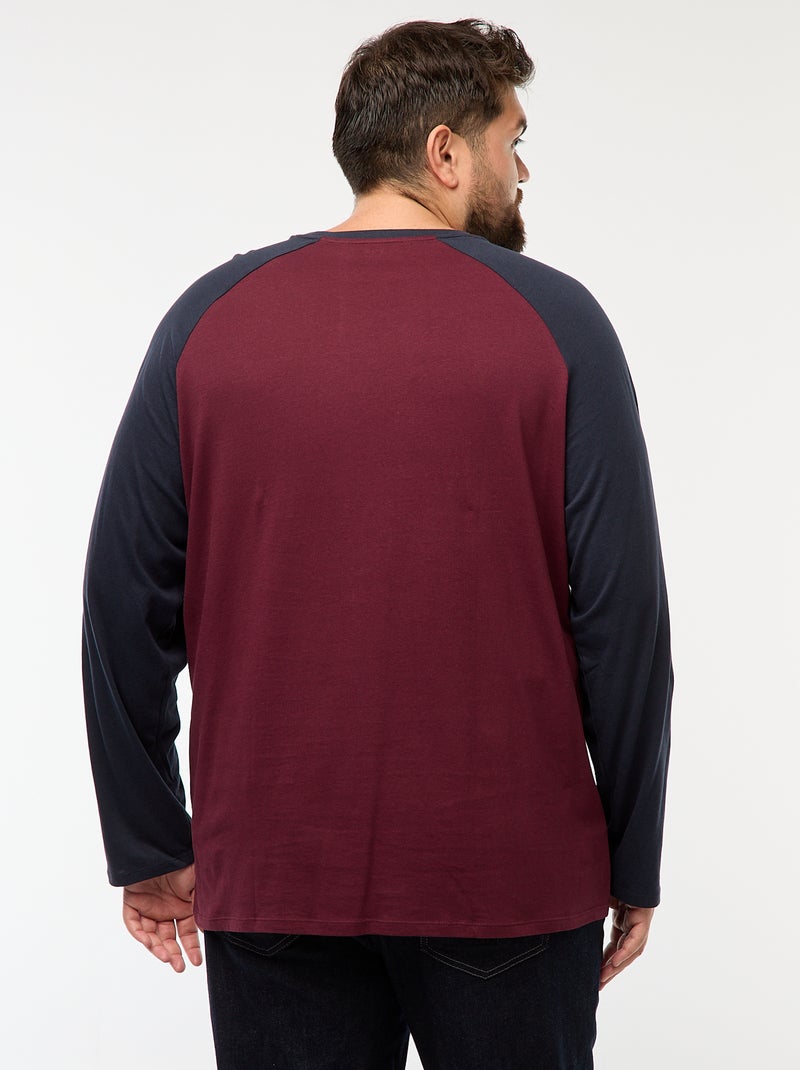T-shirt a maniche lunghe raglan e collo rotondo Rosso - Kiabi