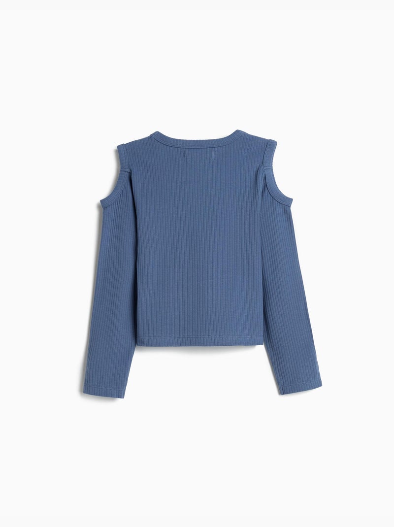 T-shirt a maniche lunghe ritagliate, MO Fashion Blu - Kiabi