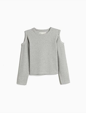 T-shirt a maniche lunghe ritagliate, MO Fashion
