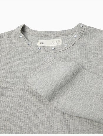 T-shirt a maniche lunghe ritagliate, MO Fashion
